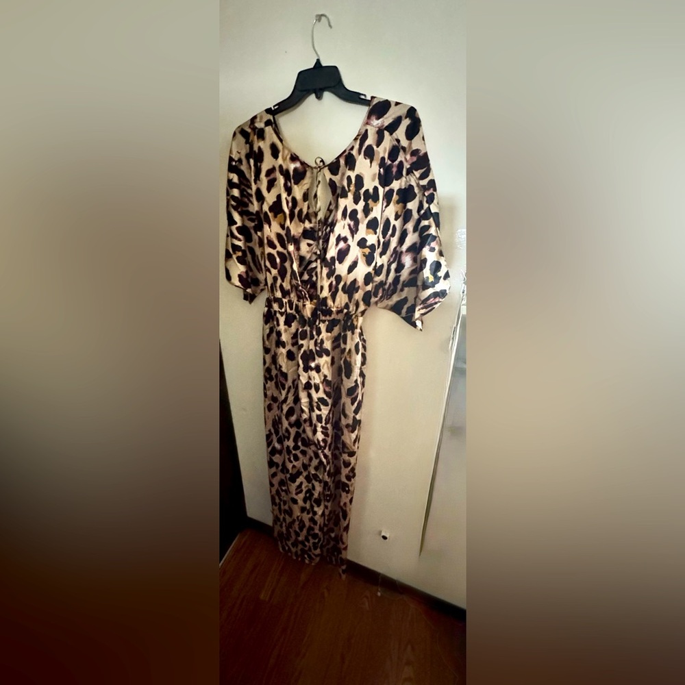 Leopard Print satin Jumpsuit